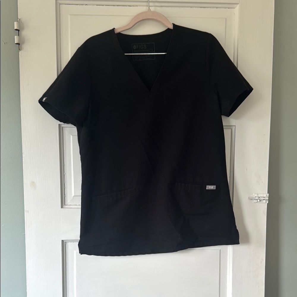Figs Black Short Sleeve Women's Top